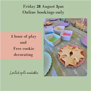 1 hour play and free cookie decorating